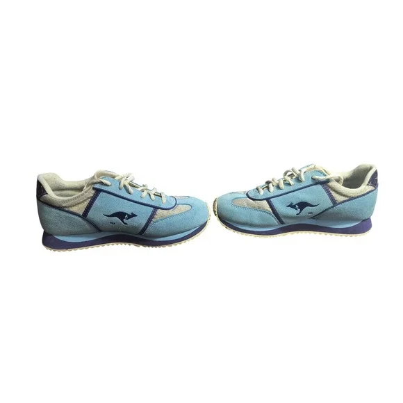 KangaROOS Vintage 1996 Blue Suede‎ Leather Sneakers Women's 6.5M Zip Pocket!!